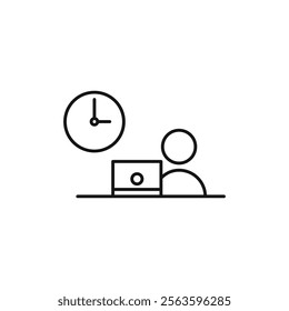 Office time icon Simple thin line flat symbol