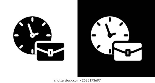 Office time icon in solid flat trendy design style.