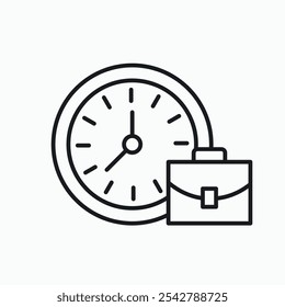 Office time icon in thin outlined.