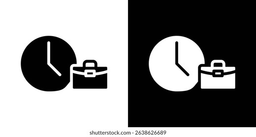 Office time icon Vector in flat style. Collection silhouettes