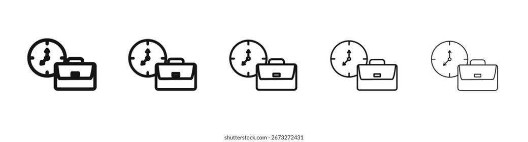 Office time icon vector outline set illustration sign