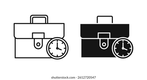 Office time icons in black fill and line style