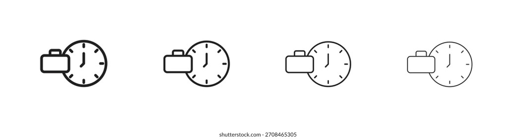 Office time icons in black simple line elements.