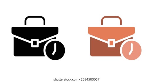 Office time icons pack in black and colored version