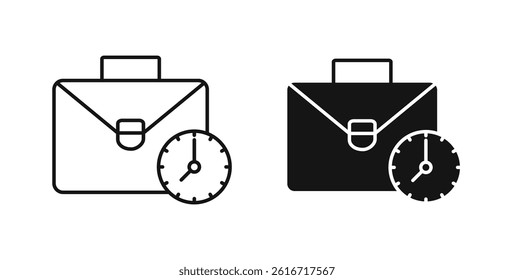 Office time icons set for website design