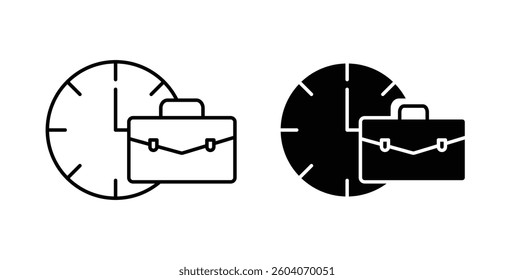 Office time icons in solid black and outlined style