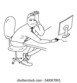Office time sadness vector sketch
