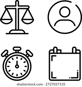Conjunto de iconos de línea de administración de usuarios de tiempo de oficina