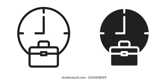 Office time vector icon set in black.