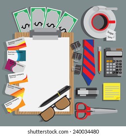 Office tool vector concept with flat design ,for add your design in the office.