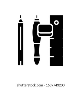 Office tools black icon, concept illustration, vector flat symbol, glyph sign.