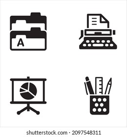 Office Tools Black Icon Set 