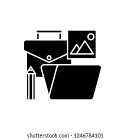 Office tools black icon, vector sign on isolated background. Office tools concept symbol, illustration 