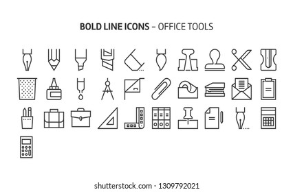 Office tools, bold line icons. The illustrations are a vector, editable stroke, 48x48 pixel perfect files. Crafted with precision and eye for quality.