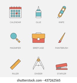 Office tools color line icons vol 3