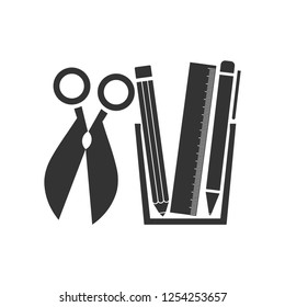 Office tools. Icon Flat