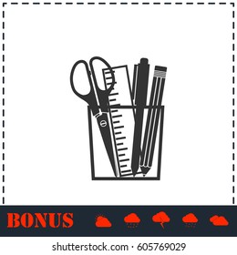 Office tools icon flat. Simple vector symbol and bonus icon