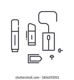 Icono de herramientas de Office, ilustración lineal aislada, vector de línea delgada, signo de diseño web, símbolo de concepto de contorno con trazo editable sobre fondo blanco.