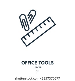 Office Tools Icon. Stationery, Supplies, Ruler. Editable Stroke. Simple Vector Icon