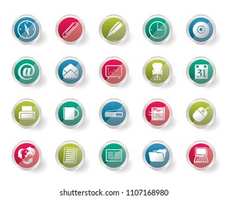 Office tools icons over colored background - vector icon set 2
