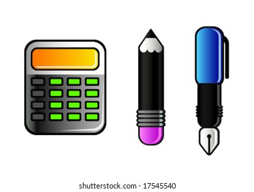 herramientas de oficina, iconos. Ilustración vectorial.