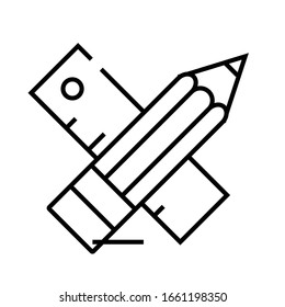 Icono de línea de herramientas de Office, signo de concepto, ilustración de vector de esquema, símbolo lineal.