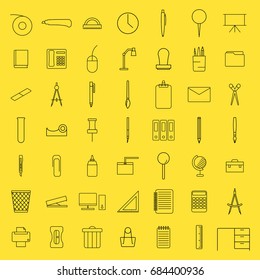 Office tools line icon set, vector