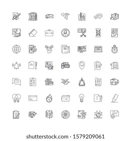 Office tools linear icons, signs, symbols vector line illustration set