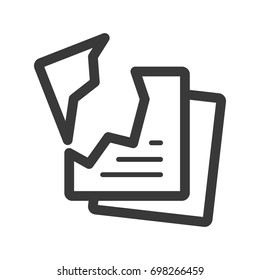 office torn paper line icon