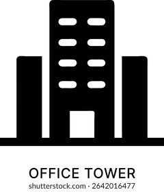 Office Tower Building Structure Black Fill Icon Design