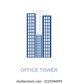 Office Tower flat icon. Colored element sign from office tools collection. Flat Office Tower icon sign for web design, infographics and more.