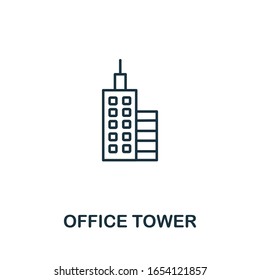 Office Tower icon from office tools collection. Simple line Office Tower icon for templates, web design and infographics