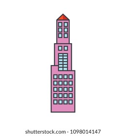 Office tower line icon concept. Office tower flat vector sign, symbol, illustration.