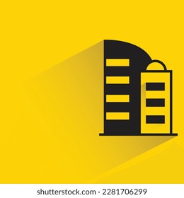 office tower with shadow on yellow background