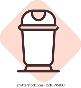 Office Trash Bin, Illustration, Vector On White Background.