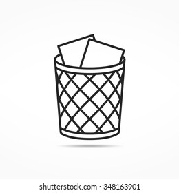 Office trash can line icon, vector eps10 illustration