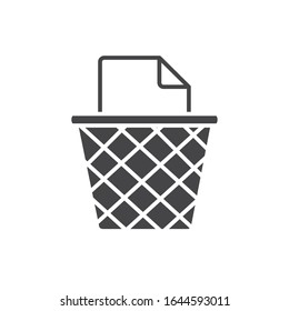 office trash can paper garbage supply vector illustration silhouette on white background