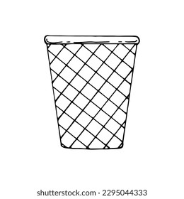 La basura de oficina puede esbozar. Vertedero de basura. Dibujo de la línea de cubo de desechos. Dibujo manual del vector del doodle.