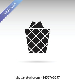 Office trash can. Solid vector icon isolated on white background. Glyph modern symbol, for infographic, web or mobile design.