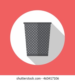 Office trash recycle bin. Flat style vector illustration