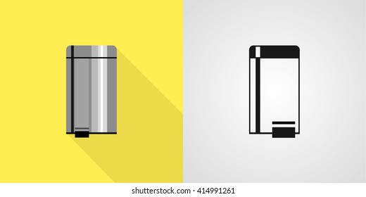 Office trashcan sign icon set: flat, solid. Vector