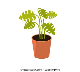 Office tree (flower) in a pot. Interior, home comfort. Vector icon.