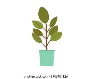 Árbol de oficina (flor) en una olla. Interior, comodidad en casa. Icono del vector.