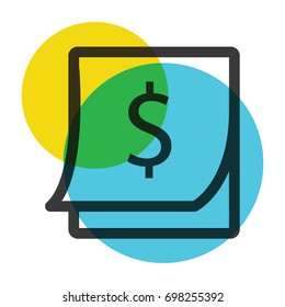 office two paper with symbol  yellow and blue color mark  icon