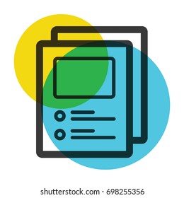 office two paper yellow and blue color mark  icon
