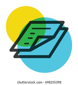 office two paper yellow and blue color mark  icon