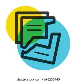 office two torn paper yellow and blue color mark  icon
