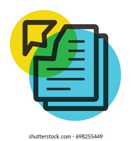 office two torn paper yellow and blue color mark  icon