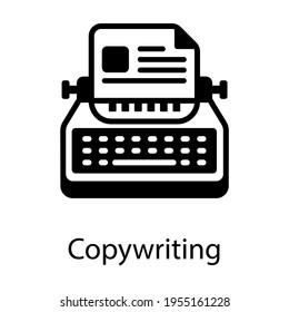 Office typing machine, copywriting concept vector 