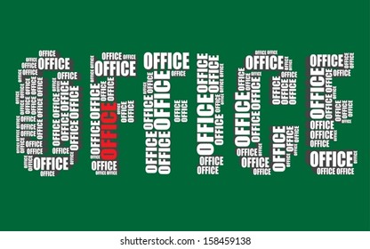 office typography 3d text word art vector illustration word cloud office